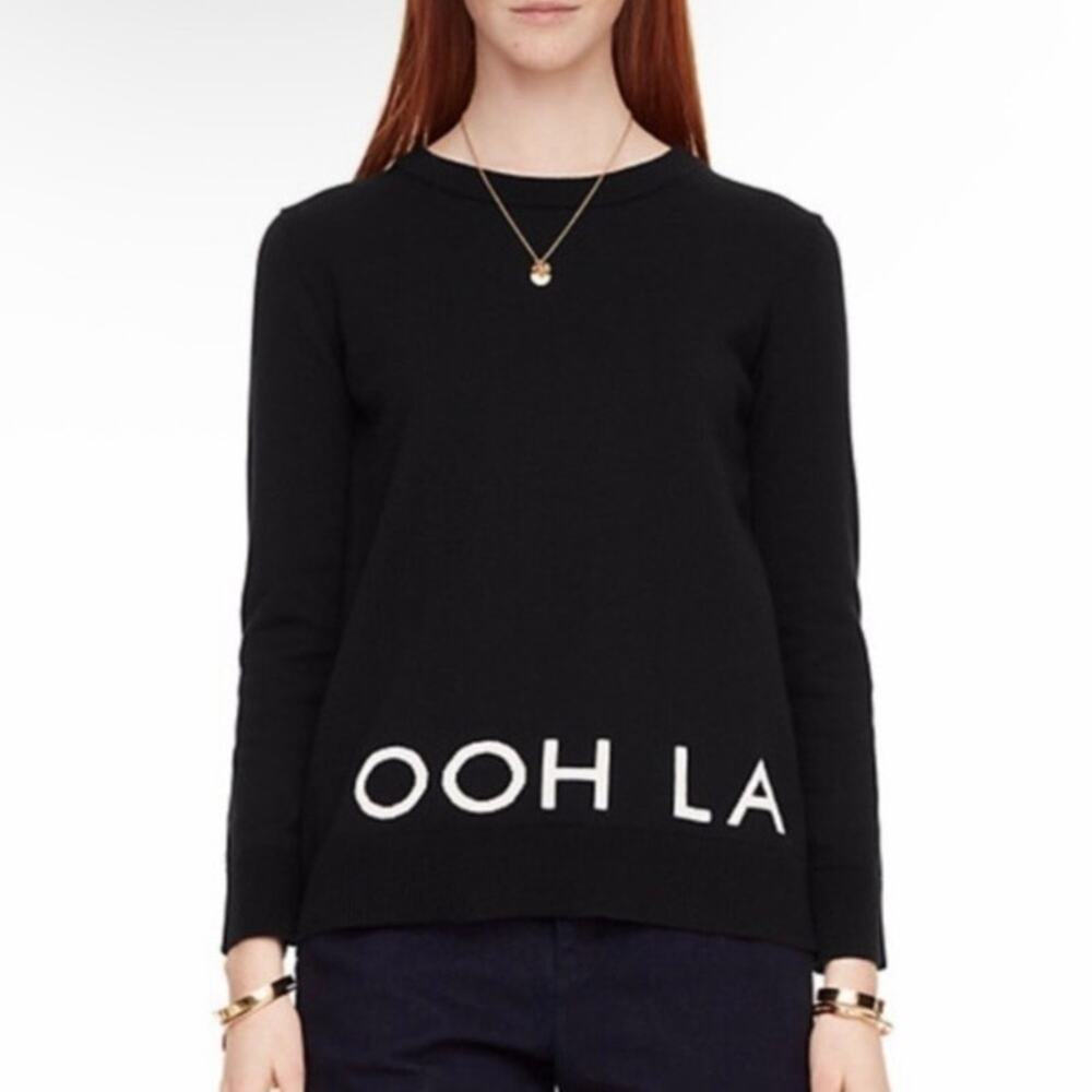 Kate Spade Broome Street Ooh La La Sweater Black Crewneck Cashmere Blend